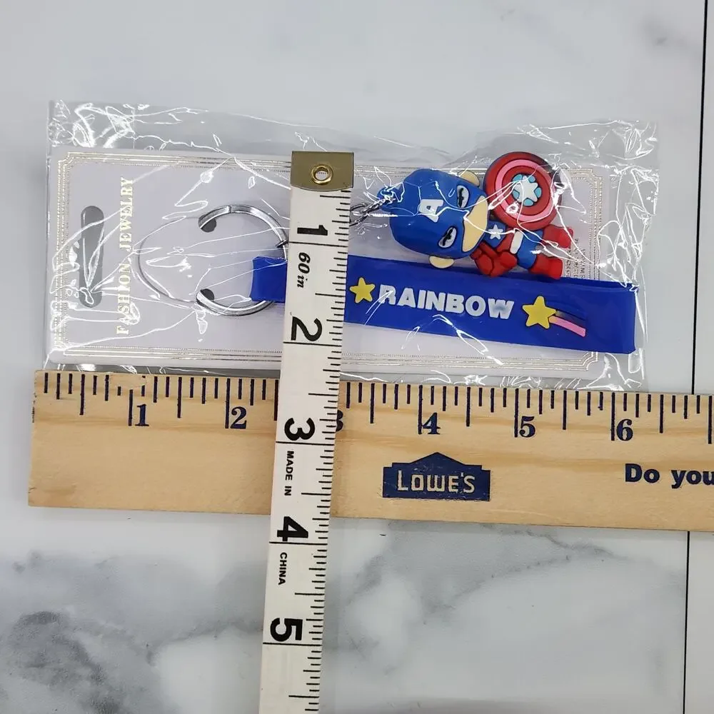 NEW Marvel Captain America Figure Keychain PVC Figure Strap Key Ring Bag Charm